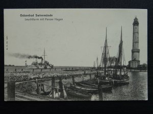 Germany LIGHTHOUSE Leuchtturm mit Panzer Hagen - Swinemunde c1905 RP Postcard