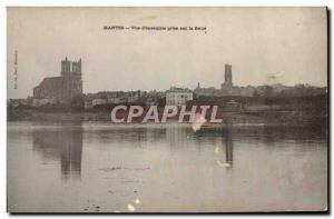 Old Postcard Mantes View Densemble Taking On The Seine