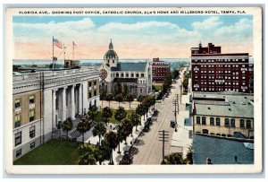 c1920's Florida Avenue Post Office Catholic Church Buildings Tampa FL Postcard