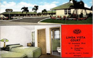 Linen Postcard Linda Vista Court in St. Augustine, Florida~4381