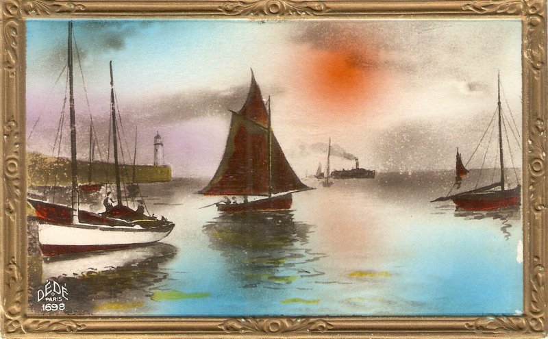 Fishing Boats Group of three (3) nice  vintage postcards