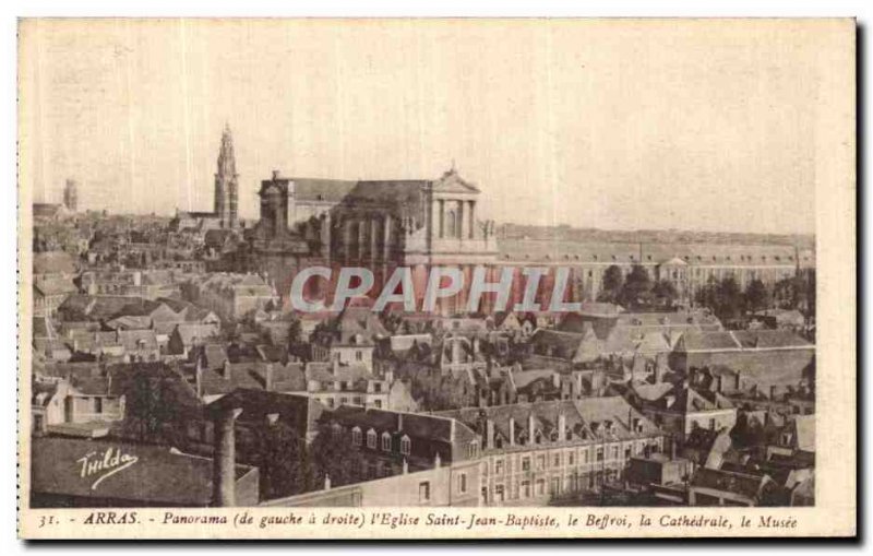Old Postcard Panorama Arras Belfry Church of Saint John the Baptist Cathedral...
