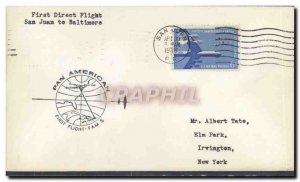 Letter USA 1st flight San Juan to Baltimore April 30, 1958