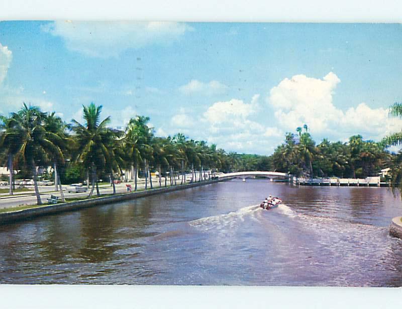 1950's OLD CARS & RIVER BY LAS OLAS BOULEVARD Ft. Fort Lauderdale FL Q0945