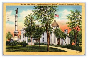 State Capitol Confederate Monument Montgomery Alabama AL Linen Postcard H24