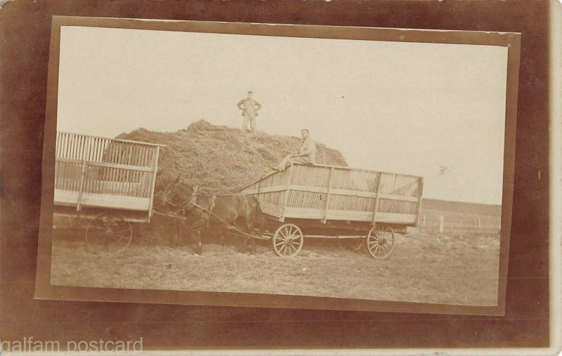 Bunker Hill Ks hay wagons c1913 RPPC Real photo postcard AR34