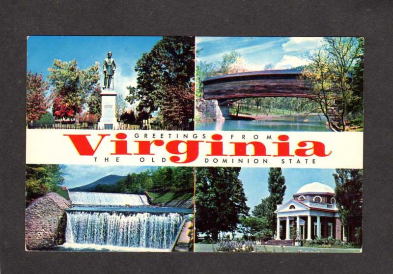 VA Greetings From Virginia Stonewall Jackson Civil War Virginia Postcard