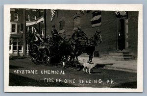 READING PA KEYSTONE CHEMICAL FIRE ENGINE ANTIQUE REAL PHOTO POSTCARD RPPC