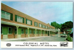 Kansas City Kansas Postcard Colonial Motel Rainbow Blvd. Exterior Building c1960