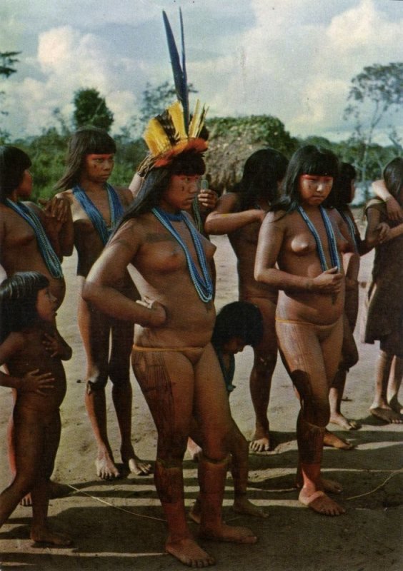 brazil, Xingu Native Indians, Yamaricumã Dance, Women Tattoo (1980s) Postcard