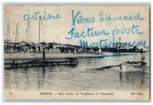 c1910 Ponty Bay The Torpedo Boats And The Admiralty Bizerta Tunisia Postcard