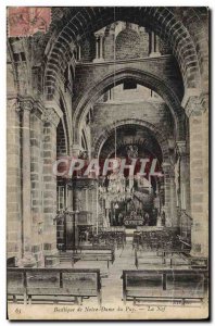 Old Postcard Basilica of Notre Dame du Puy The nave