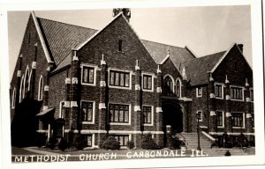 RPPC Methodist Church in Carbondale IL Vintage Postcard C49