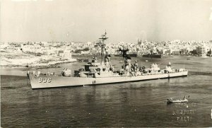 RPPC Postcard; USS Decatur 936 Destroyer in Malta, A & J Pavia Photo, Unposted