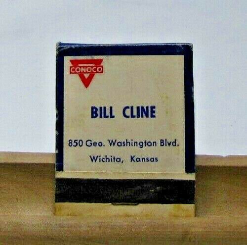 CONOCO Bill Cline Wichita Kansas Vintage Matchbook Cover Gas Service Station