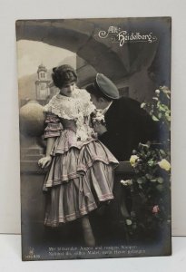 RPPC Couple, Heidelberg with Flashing Eyes, Rosy Cheeks Tinted Photo Postcard C4