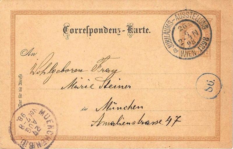 Vienna Germany JVBLaums-AVsstellvng Official 1898 Pioneer Postal Card