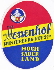 Germany Winterberg Hessenhof Vintage Luggage Label sk2314