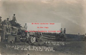 Unknown Location, RPPC, Farmer Jake Smalls Threshing Peanuts, N Gunn's Rig
