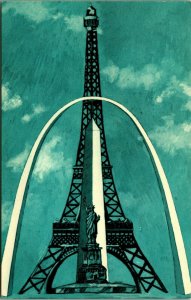 Comparative Height Of Gateway Arch Post Card John Hinde Vtg Chrome Postcard UNP