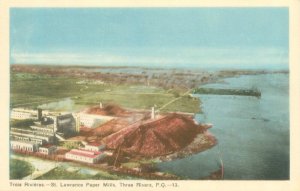 Three Rivers PQ Canada St Lawrence Paper Mills Aerial View White Border Postcard