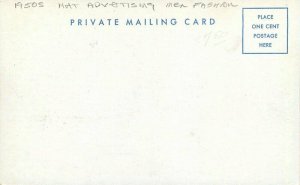 1950s Hat advertising men fashion undivided Postcard private mailing  21-11727