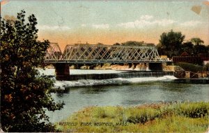 Westfield River Mass. WOB 1c Stamp Southwick Cancel Postcard Bridge Dam Antique 