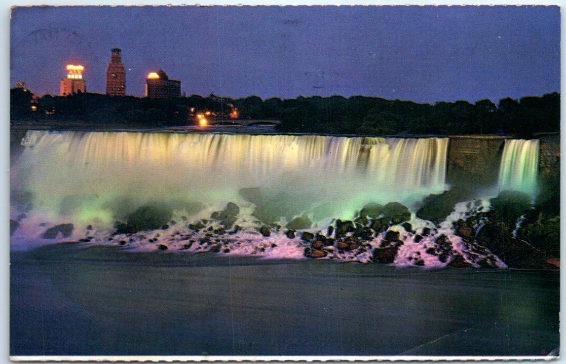 The American Falls illuminated from Queen Victoria Park - Niagara Falls ...
