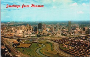 Magnificent Houston Skyline Texas Chrome Postcard C078