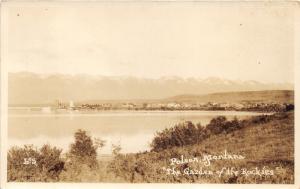 Polson Montana~Garden of the Rockies~Overlooking Water & Town~1933 RPPC