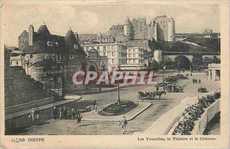 Old Postcard Dieppe Turrets Theater and the Castle