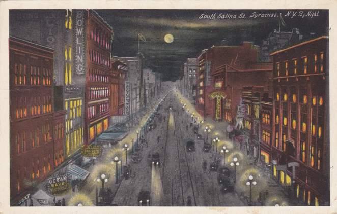 South Salina Street by Night - Syracuse NY, New York - WB