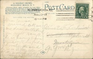 Rockaway Beach Long Island NY Holiday Crowd c1915 Postcard