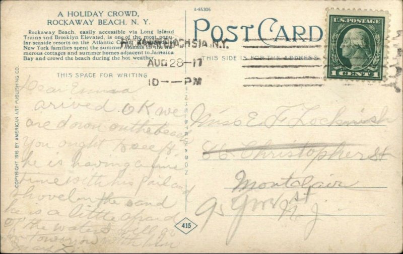Rockaway Beach Long Island NY Holiday Crowd c1915 Postcard