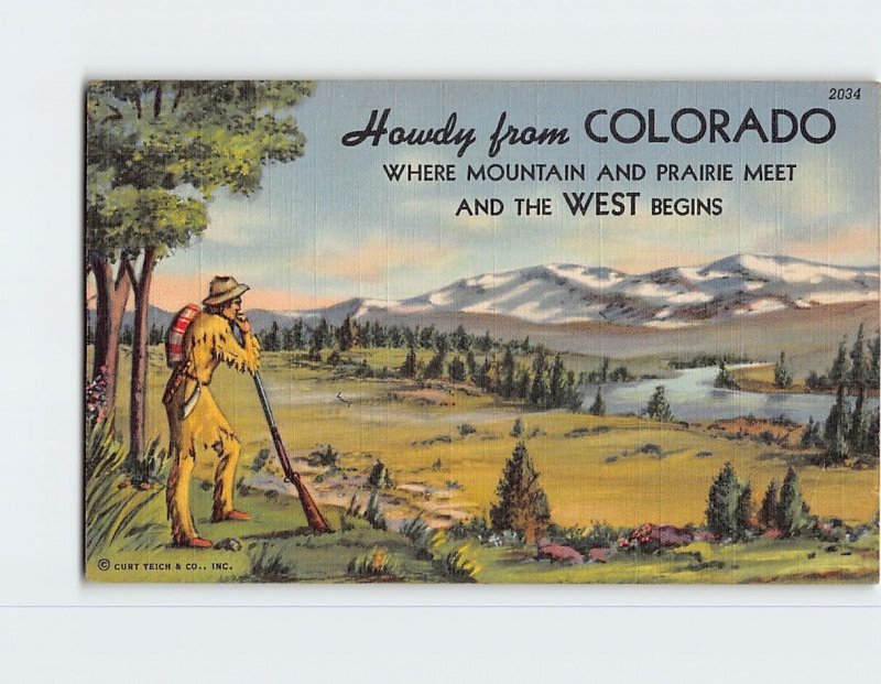 Postcard Where Mountain And Prairie Meet And West Begins, Howdy From Colorado
