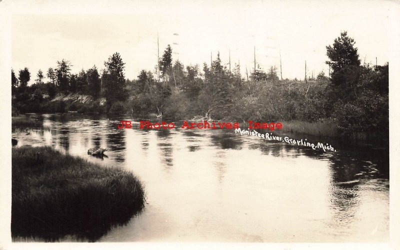MI, Grayling, Michigan, RPPC, Manistee River, 1936 PM, Photo