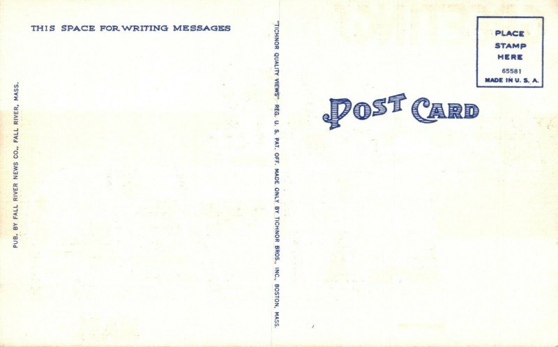 USA Greetings From Fall River Massachusetts Linen Postcard 08.66