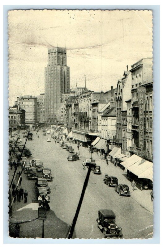 Antwerp Belgium, Main Street Cars Aux Nouveautes Stores Building Postcard 