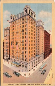 Southern hotel Baltimore MD Postcard PC479