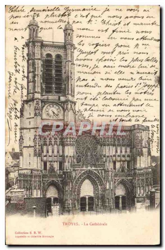 Postcard Old Troyes Cathedrale