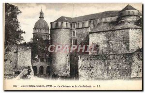 Old Postcard Castle and the cathedral in Boulogne sur Mer