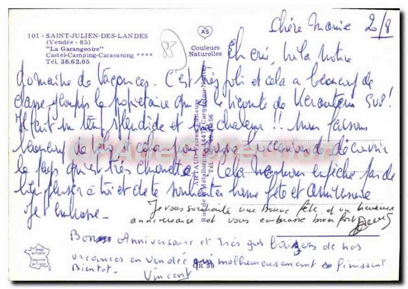 Modern Postcard St Julien des Landes La Garangeoire camping