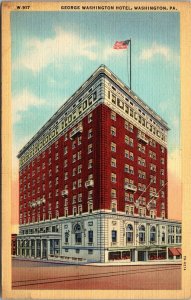 Vtg Washington Pennsylvania PA George Washington Hotel 1940s Postcard