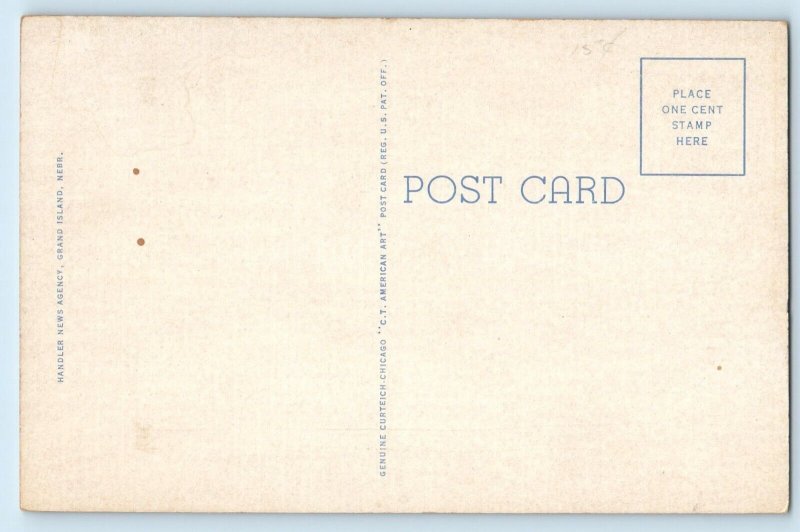 c1940 Hastings Nebraska NE Vintage Postcard Junior High School Building Entrance