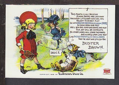 Buster Brown Trade Card Reproduction Postcard BIN 