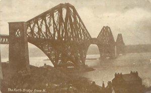 Forth Bridge from NW Edinburgh Scotland B&W Litho Postcard Unused