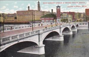 Michigan Grand Rapids New Cement Bridge and Grand Trunk Depot