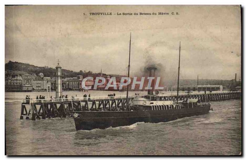 Old Postcard Trouville The output of Beteau Havre