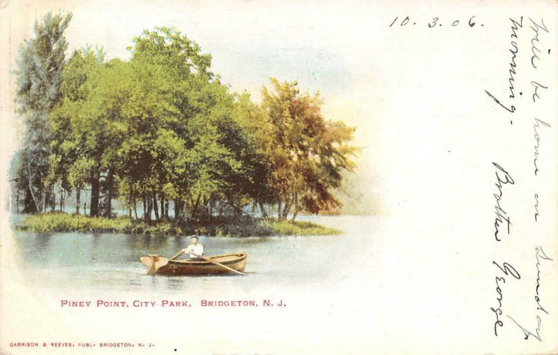 Piney Point, City Park BRIDGETON, NJ Cumberland County 1906 Vintage Postcard