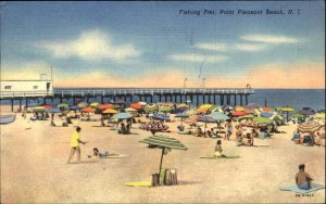 Point Pleasant Beach NJ Fishing Pier Bathing Scene Linen Vintage Postcard